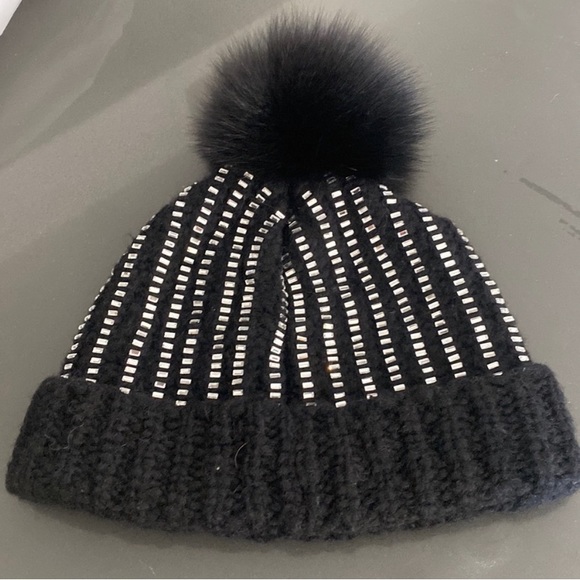 Firm$ Auth Moncler beanie with crystal and real fox fur pom—no offers please. - Picture 7 of 8